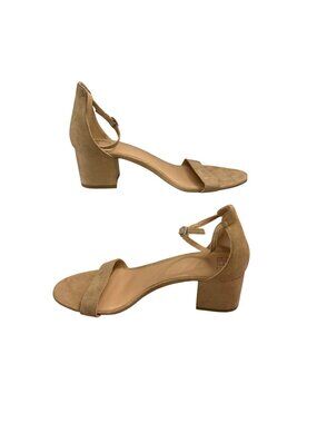 Time And Tru Rustic Elegant Tan Suede Coastal Chic Block Heel Sandals Womens8.5